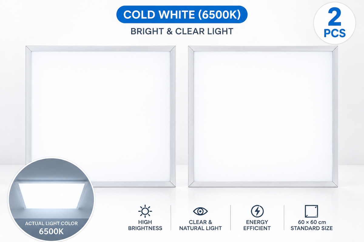 80W LED Panel Light 60x60cm – High Brightness Ceiling Panel | 3 Light Colors