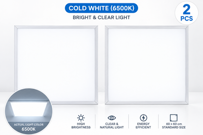 80W LED Panel Light 60x60cm – High Brightness Ceiling Panel | 3 Light Colors