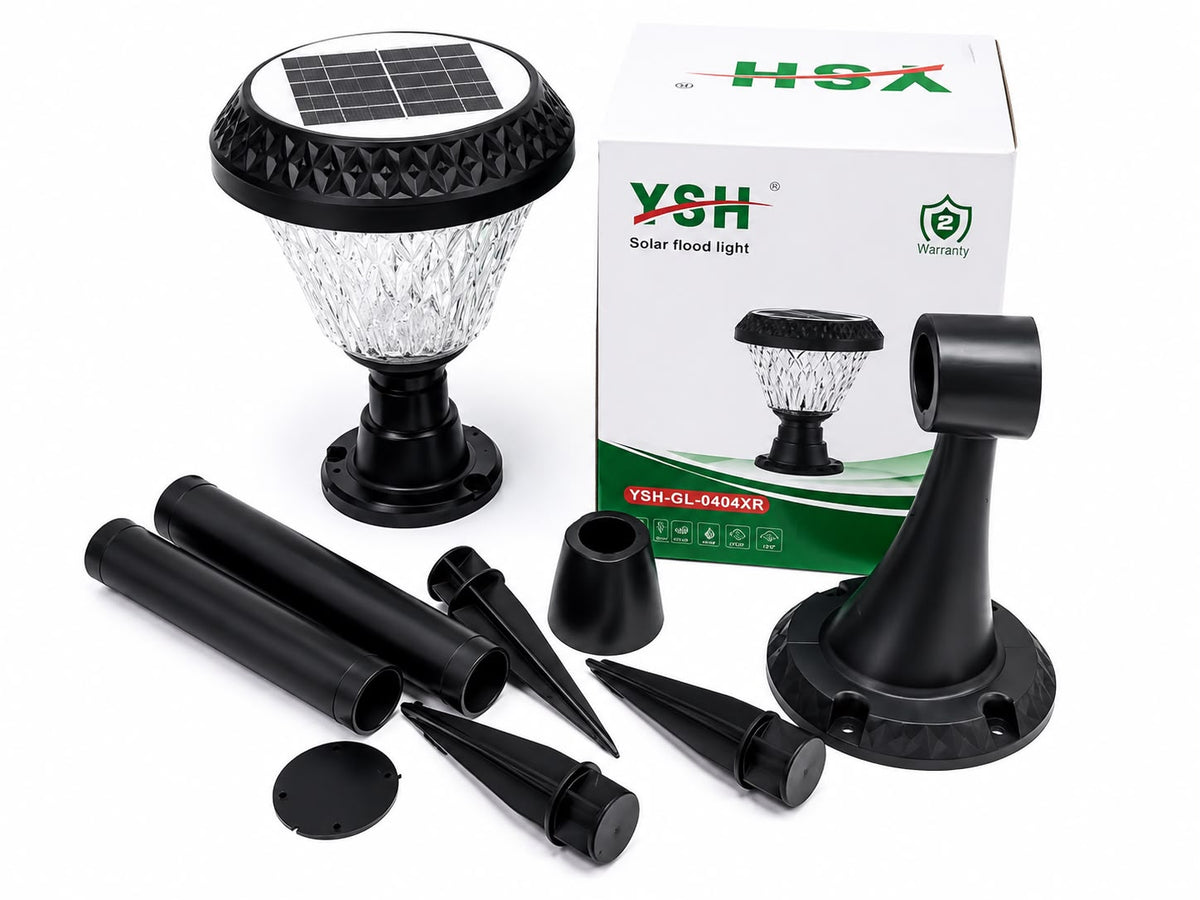 Premium Solar Gate &amp; Pillar Light - Dual Color (White &amp; Warm White) (Model: GL-0404XR)
