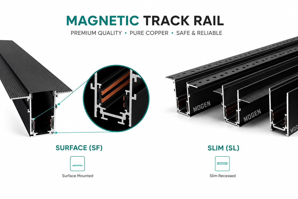Premium MOGEN Magnetic Track Rail Channel (1M / 2M / 3M)