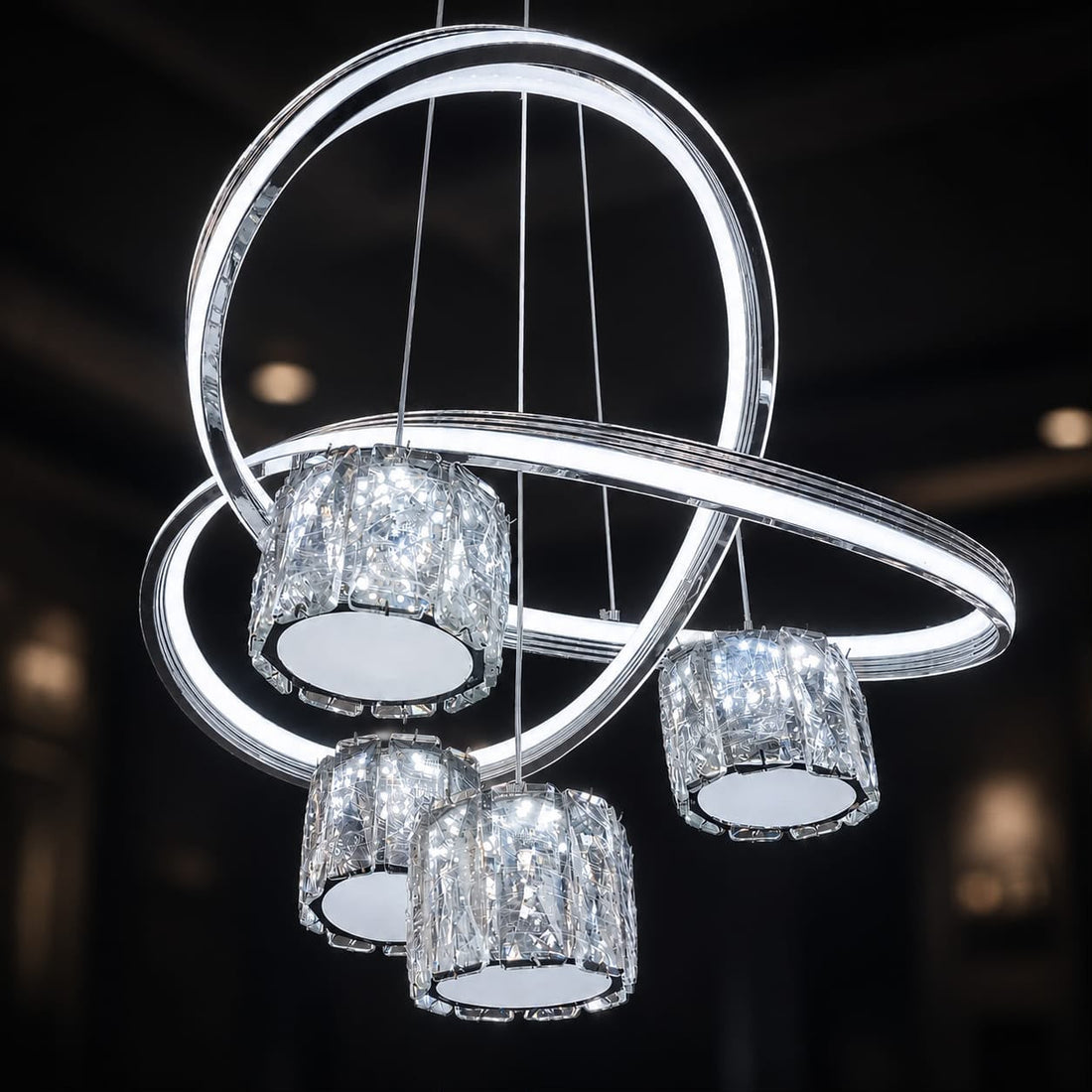 Modern Luxury Crystal Loop LED Chandelier - Minimalist Ring Pendant Ceiling Light