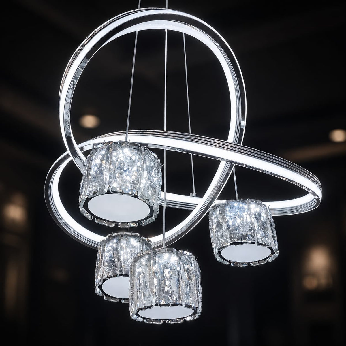 Modern Luxury Crystal Loop LED Chandelier - Minimalist Ring Pendant Ceiling Light