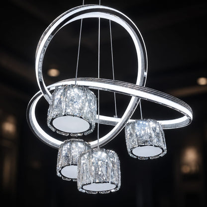 Modern Luxury Crystal Loop LED Chandelier - Minimalist Ring Pendant Ceiling Light