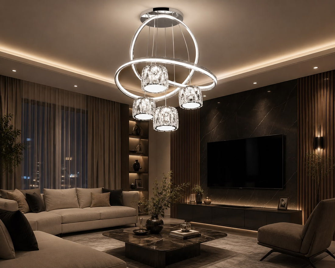 Modern Luxury Crystal Loop LED Chandelier - Minimalist Ring Pendant Ceiling Light