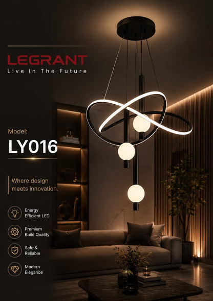 LEGRANT LY016 Modern LED Geometric Loop Chandelier