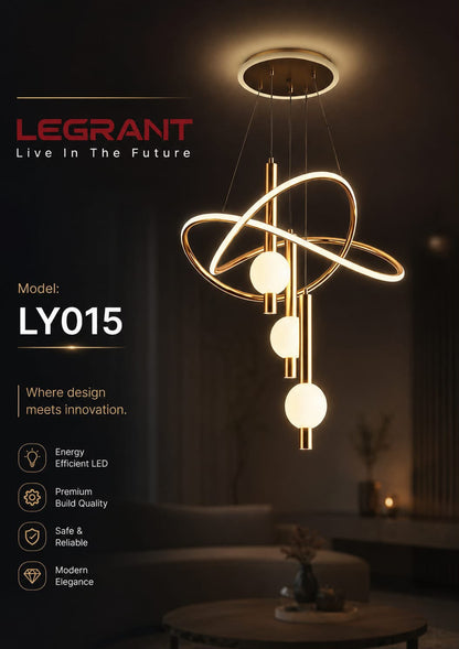 LEGRANT LY015 Modern LED Luxury Gold Loop Chandelier