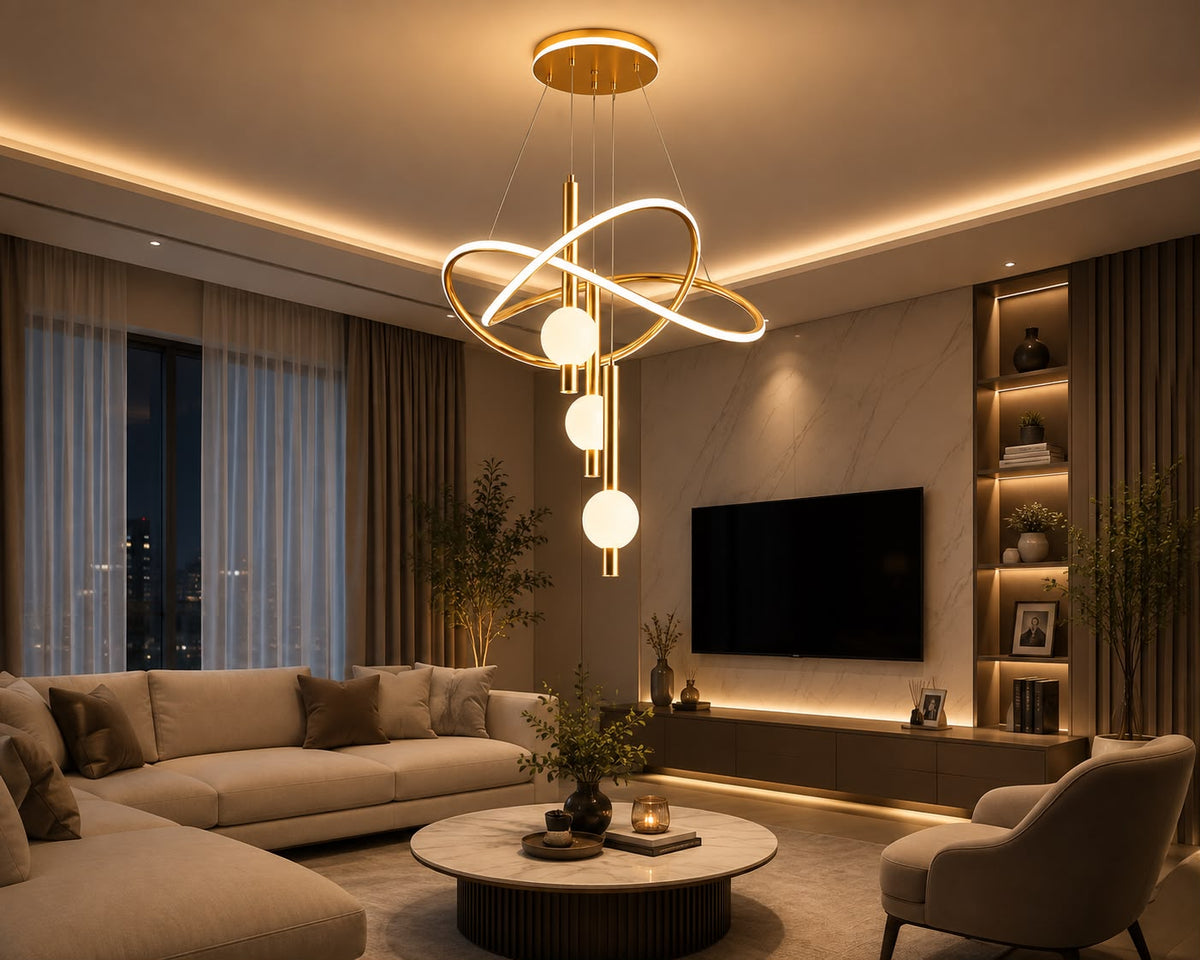 LEGRANT LY015 Modern LED Luxury Gold Loop Chandelier